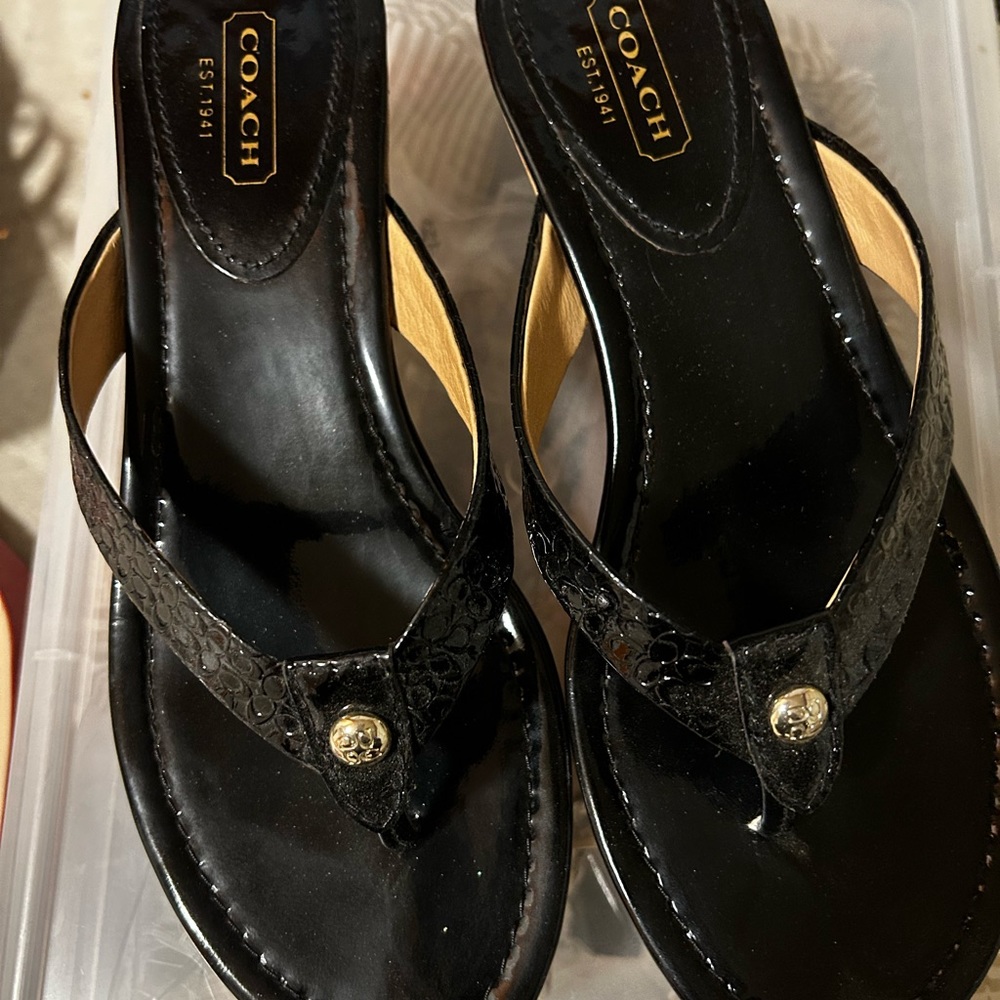 Coach sandals 2.5” platform. Unworn, scuff marks on sole as it’s a floor model.